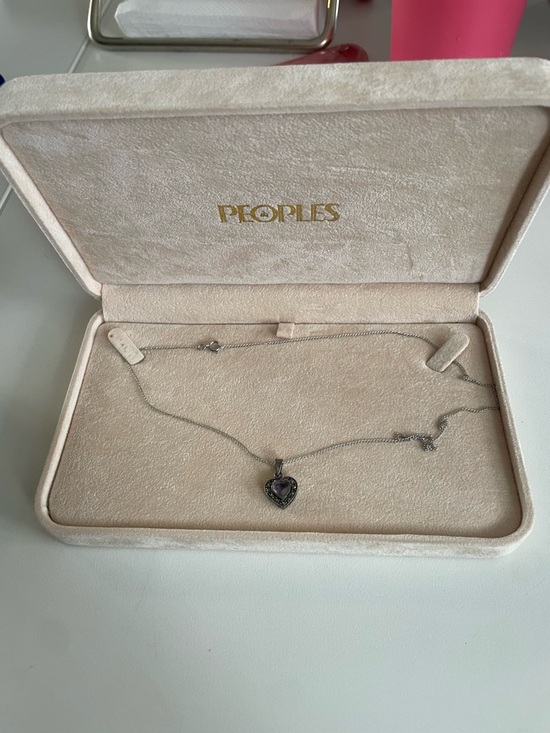 Peoples Jewelry - Peoples Silver Heart Amethyst Pendant Necklace with Purple Stone